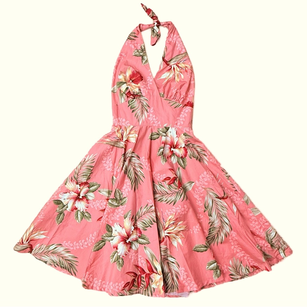 Floral Pink Halter Midi Dress